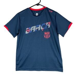 FCB Kids Shirt Blue Team FC Barcelona Barca Short Sleeve Soccer Activewear XL